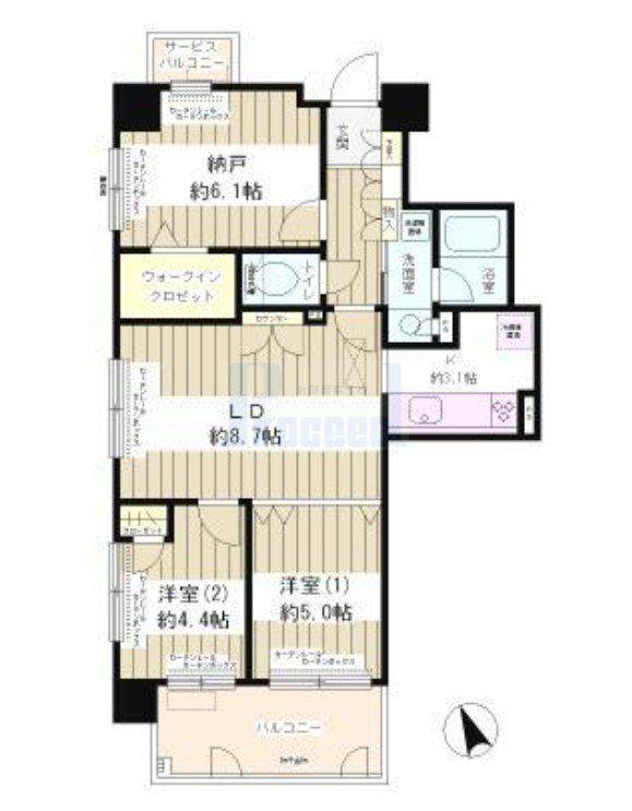 プレジール千駄木(2LDK/7階)の間取り写真