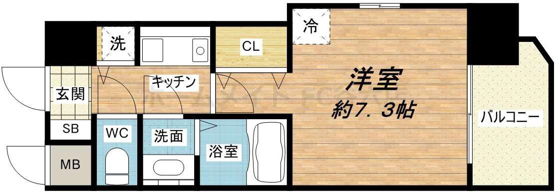 エイペックス心斎橋東(1K/8階)の間取り写真