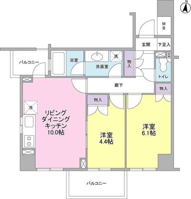 KS新中野(2LDK/4階)の間取り写真
