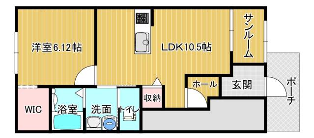安江アパート(1LDK/1階)の間取り写真