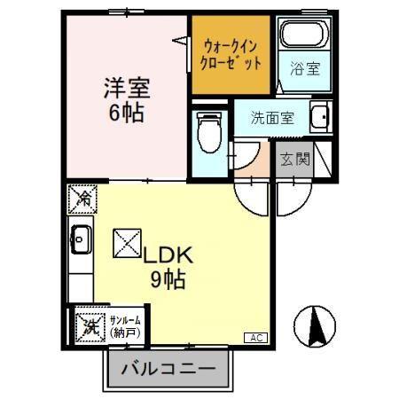 リビングタウン御経塚(1LDK/1階)の間取り写真