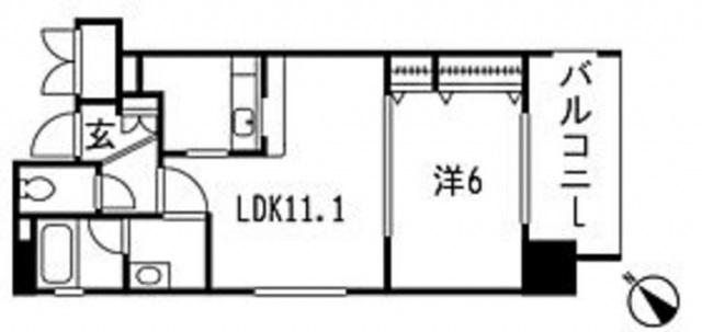 ZIO宝町(1LDK/8階)の間取り写真