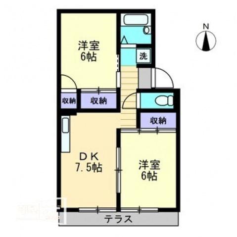 プレジール藤原A棟(2DK/1階)の間取り写真