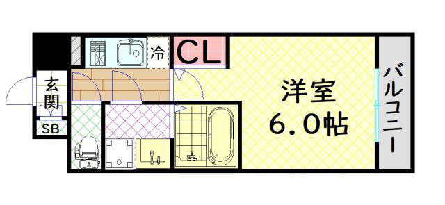 エスリード大阪フェリス(1K/12階)の間取り写真