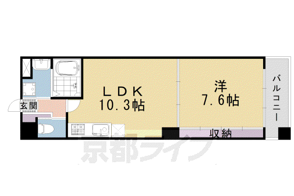 SILK HOUSEとなみ2号館(1LDK/3階)の間取り写真