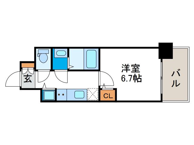 クリスタルグランツ大阪BAY(1K/6階)の間取り写真