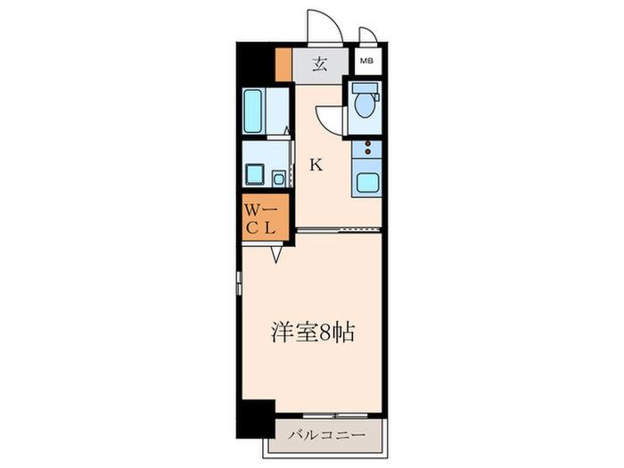 ROYAL CITY黒崎西(1K/3階)の間取り写真