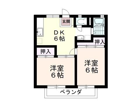 フラワーヒル北鴻巣(2DK/1階)の間取り写真
