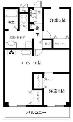 ハイムアジサイ(2LDK/2階)の間取り写真