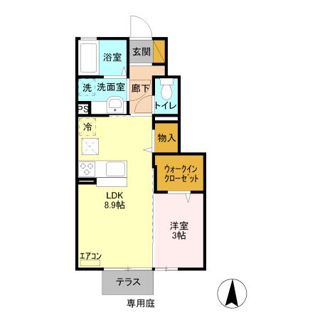 グランドゥ 宇迦(1LDK/1階)の間取り写真