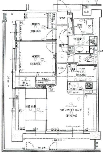 グランドメゾン松屋町(3LDK/10階)の間取り写真