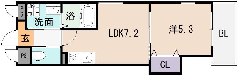 コラッジオ衣摺(1LDK/2階)の間取り写真