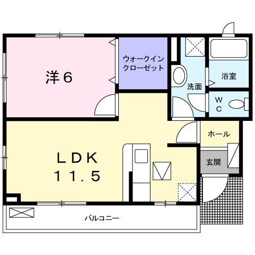 セゾン西明石(1LDK/1階)の間取り写真