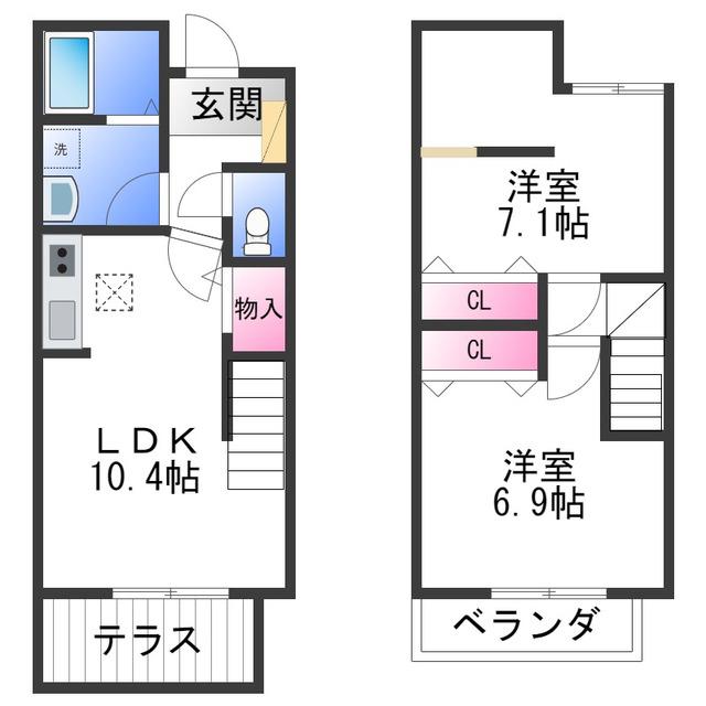 プロニティーヴィラ A(2LDK/2階)の間取り写真