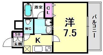 アドバンス神戸アルティス(1K/8階)の間取り写真