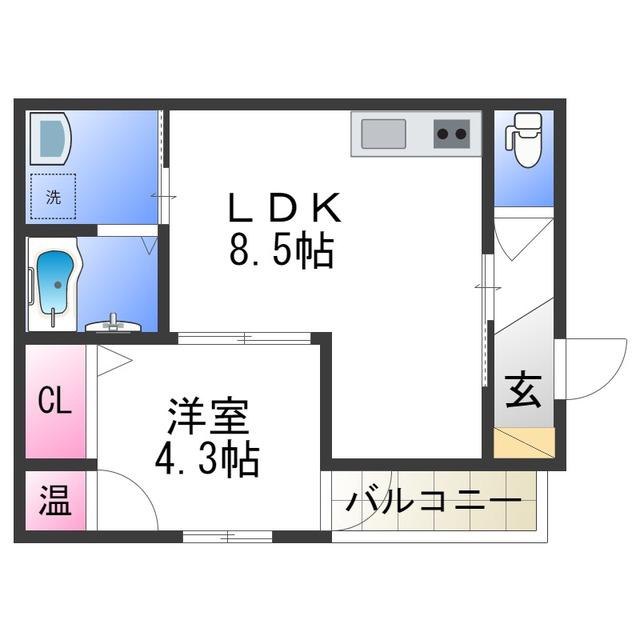 F ASECIA ASSIST(1LDK/2階)の間取り写真