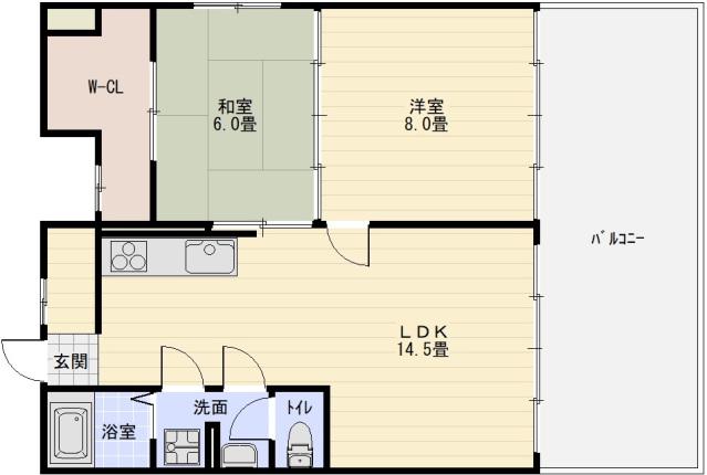 東部マンション(2LDK/2階)の間取り写真