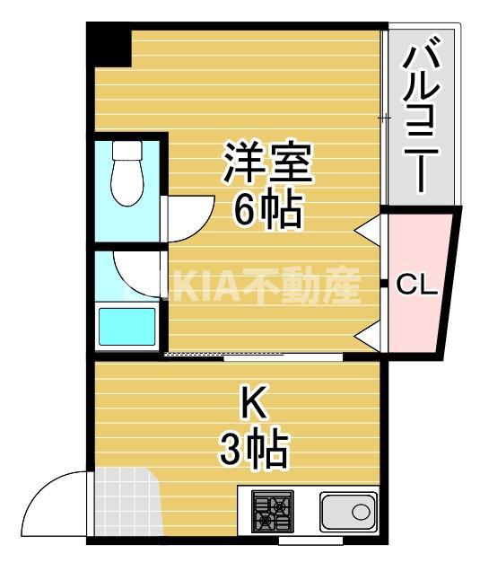 京橋クイーンハイツ(1K/1階)の間取り写真