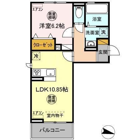 D-ROOM公津の杜A棟(1LDK/2階)の間取り写真