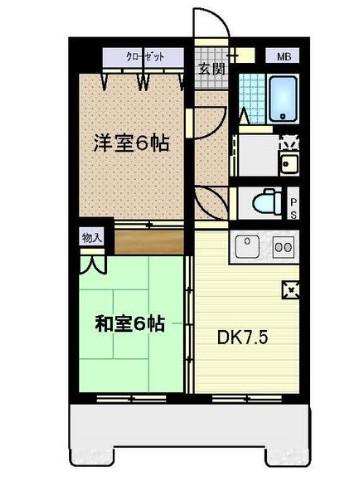 レオンヒル長町(2DK/2階)の間取り写真