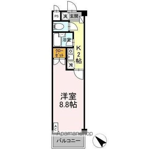タイムD1(1K/3階)の間取り写真