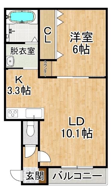 BRUNO(1LDK/2階)の間取り写真