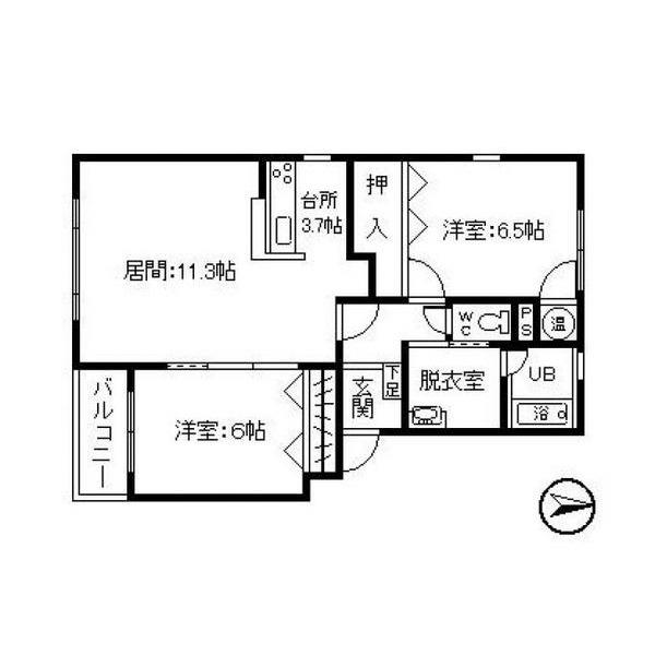 ノース.ONE B(2LDK/1階)の間取り写真