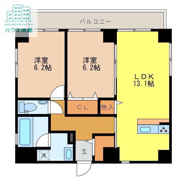 SKビル(2LDK/7階)の間取り写真
