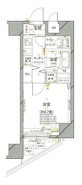 ガリシアヒルズ六本木(1K/9階)の間取り写真