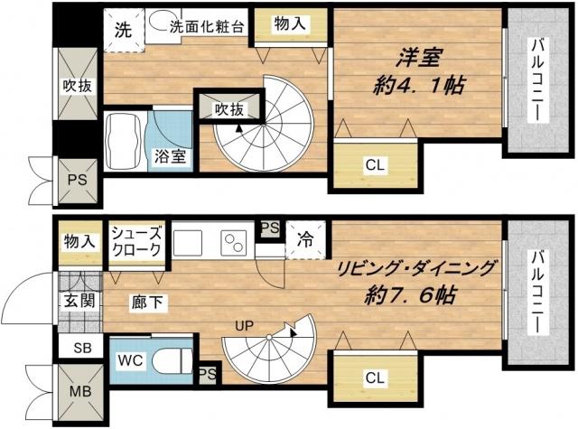 エステムコート心斎橋アルテール(1LDK/3階)の間取り写真