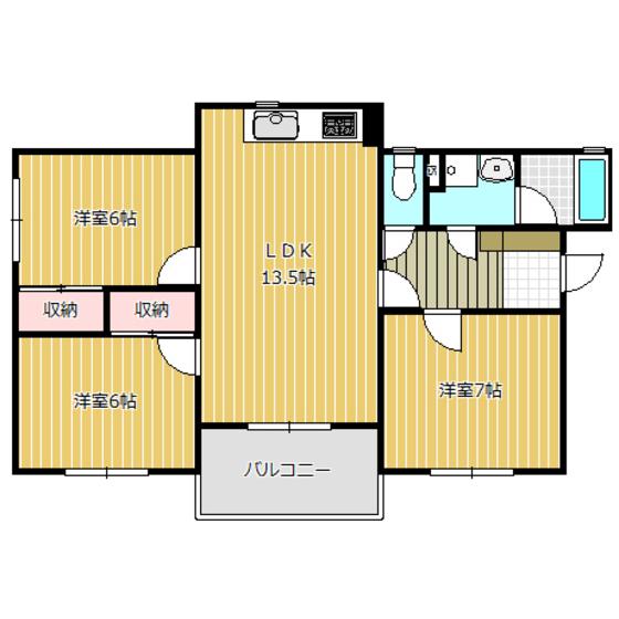 ランドール大岩(3LDK/2階)の間取り写真