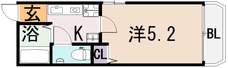 /オズレジデンス長瀬(1K/1階)の間取り写真