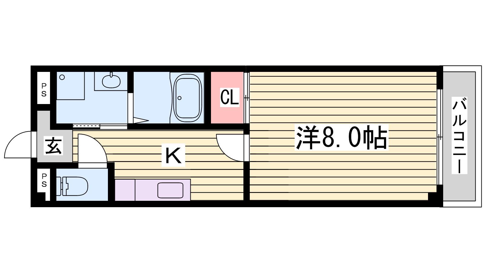 AIOI壱番館(1K/2階)の間取り写真