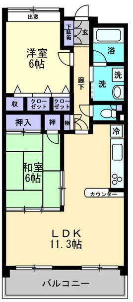 クレールII(2LDK/1階)の間取り写真