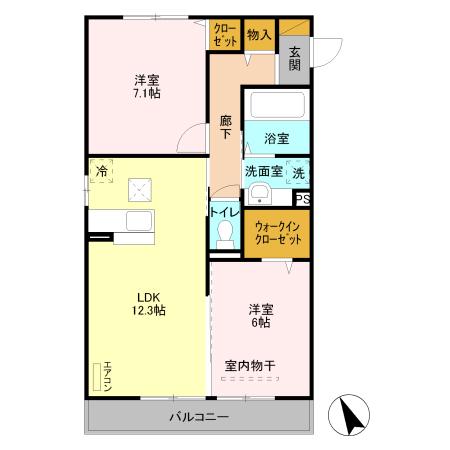 ミルダー ラオム(2LDK/1階)の間取り写真