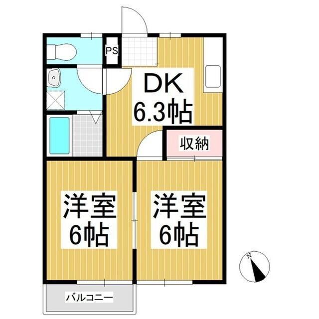 サンファースト(2DK/1階)の間取り写真