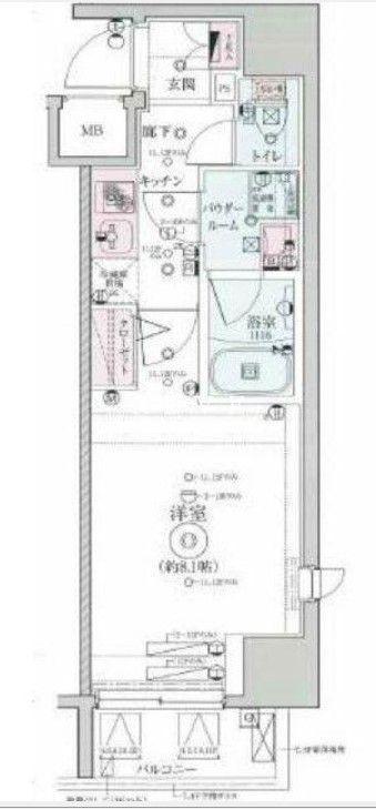LEXE秋葉原イースト(1K/2階)の間取り写真