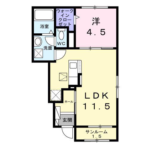 KASHIWA HILLS(1LDK/1階)の間取り写真