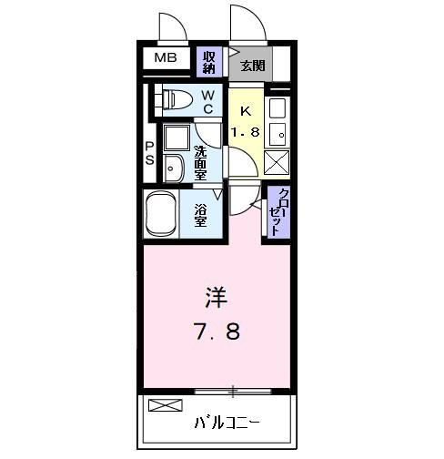 ハーモニーハイツ高畑(1K/1階)の間取り写真