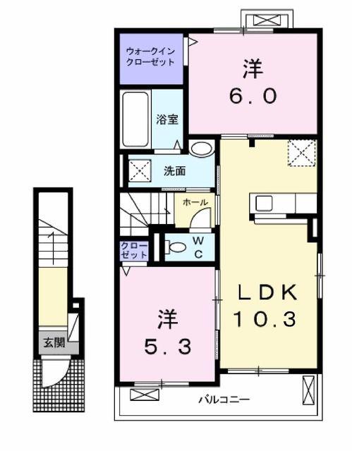エトワール(2LDK/2階)の間取り写真