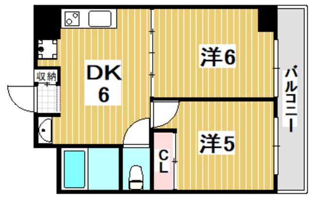 パセイオ・サンコー(2DK/4階)の間取り写真