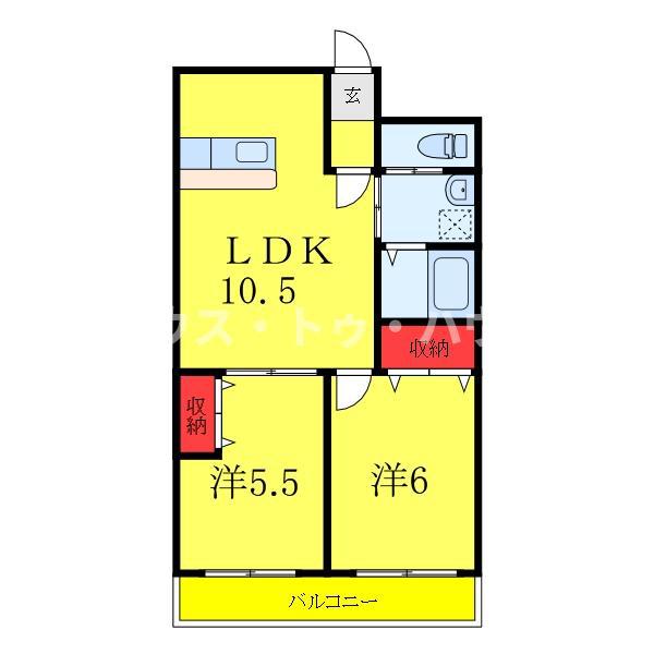 アビタシオン落合(2LDK/4階)の間取り写真