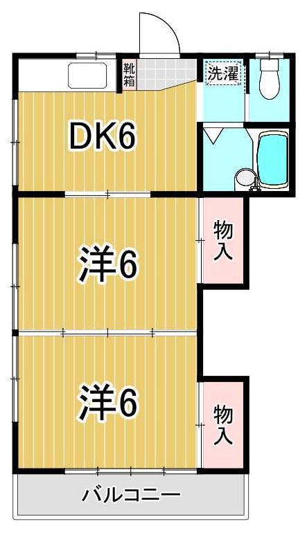 サニーコープ佐倉(2DK/1階)の間取り写真