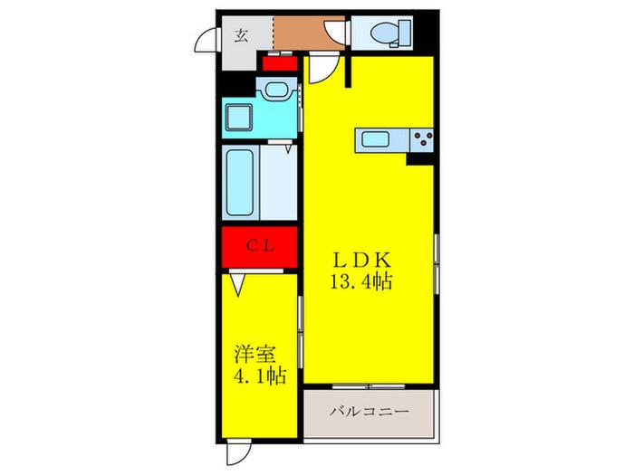 VIOLA中津町(1LDK/1階)の間取り写真