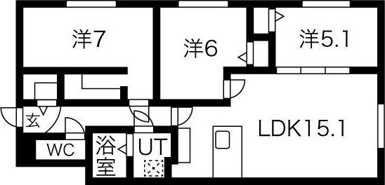COMSAP 南17条(3LDK/1階)の間取り写真
