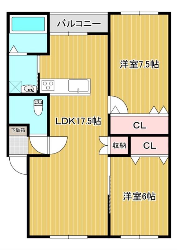 RADIA(2LDK/1階)の間取り写真