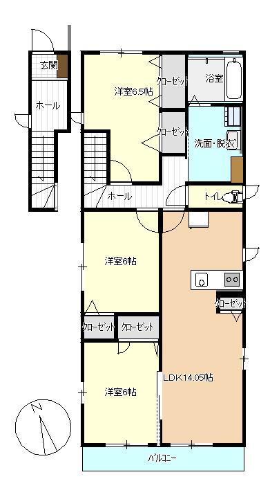 LE CIEL II(3LDK/2階)の間取り写真