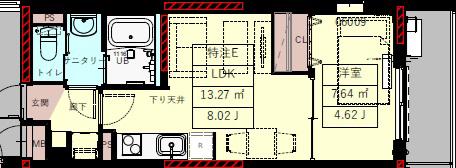 東急池上線 長原駅(東京) 徒歩5分 4階建 新築(1LDK/2階)の間取り写真