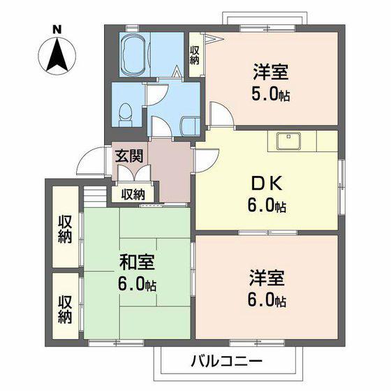 ディアス仁保南(3DK/2階)の間取り写真