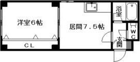 ノースランド芦屋(1LDK/1階)の間取り写真